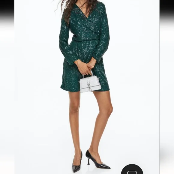 H&M sequin green dress